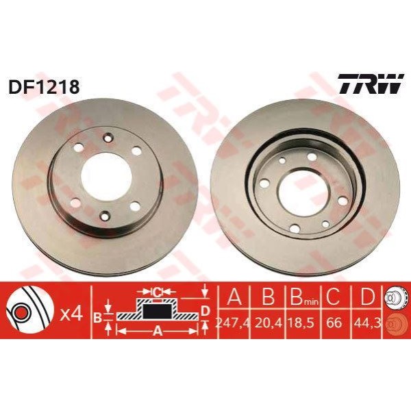 TRW DF1218 Fren Diski Ön 205 1.6 Gtı 1.9 Gtı Havalı 247Mm 