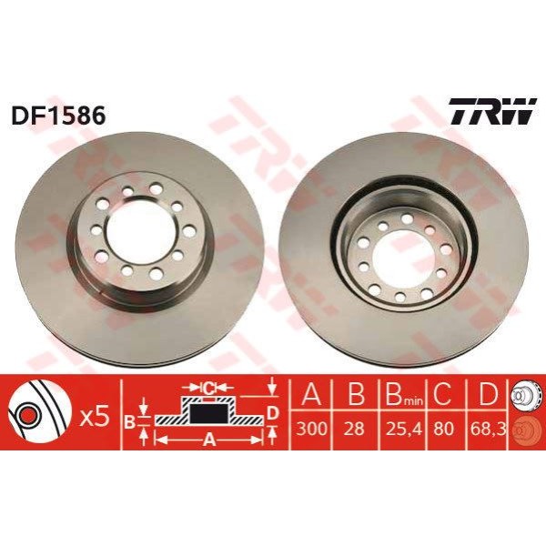 TRW DF1586 Fren Diski Ön 5D 300Mm W126 C126 85-91