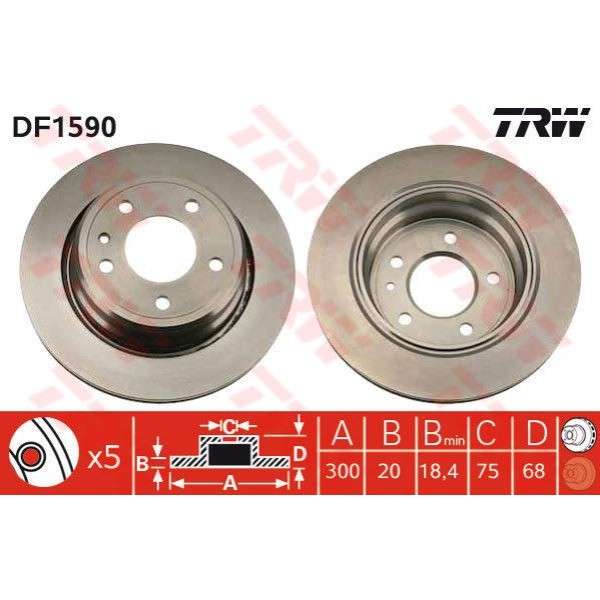 TRW DF1590 Fren Diski Arka 5D 300Mm E34 E32 E38 87