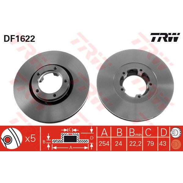 TRW DF1622 Fren Diski Ön Transit T12 Havalı 254Mm
