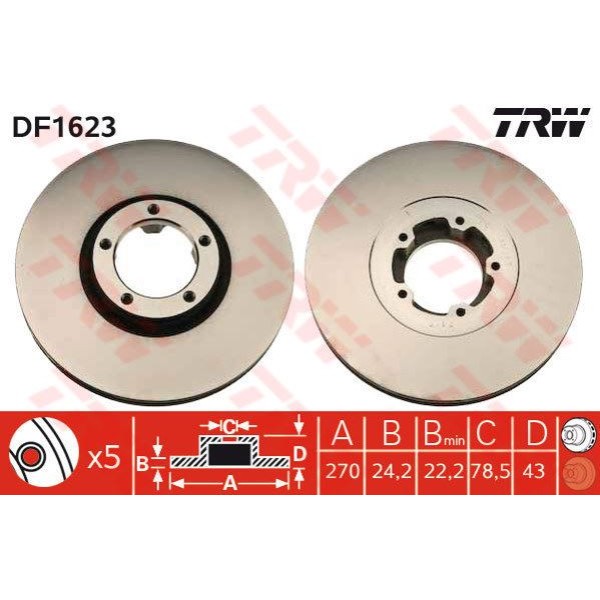 TRW DF1623 Fren Diski Ön Transit T15 94-00 Havalı 270Mm 