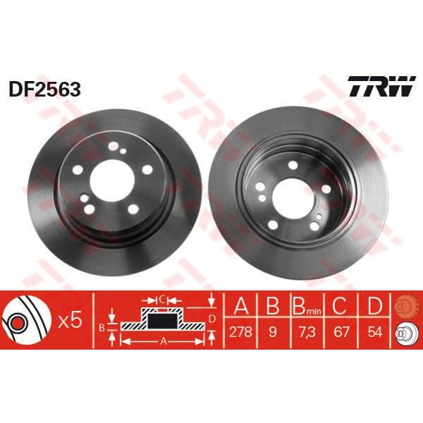 TRW DF2563 Fren Diski Arka Mercedes W124 Düz 278Mm 