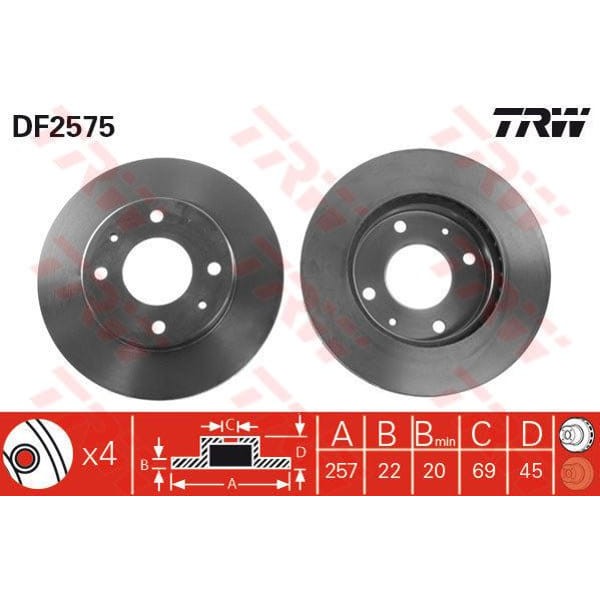 TRW DF2575 Fren Diski Ön Sonata 91-98 Havalı 257Mm 
