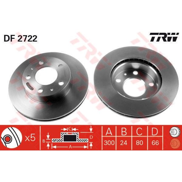 TRW DF2722 Fren Diski Ön Ducato 94-16 / Boxer 94-16 / Jumper 94-16 Havalı 300Mm