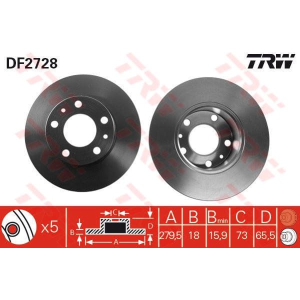 TRW DF2728 Fren Diski Ön 14Q Ducato 94-06 / Boxer 94-06 / Jumper 94-06 Düz 280Mm
