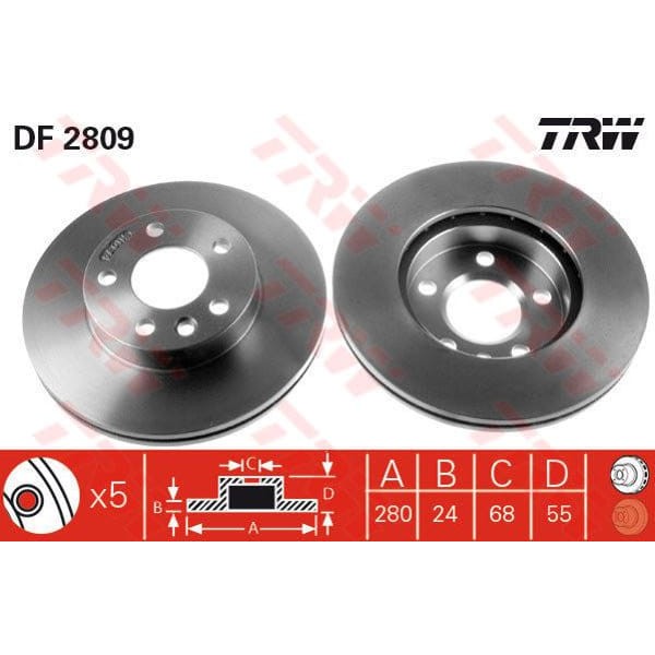 TRW DF2809 Fren Diski Ön Transporter T4 96-03 Havalı 280Mm