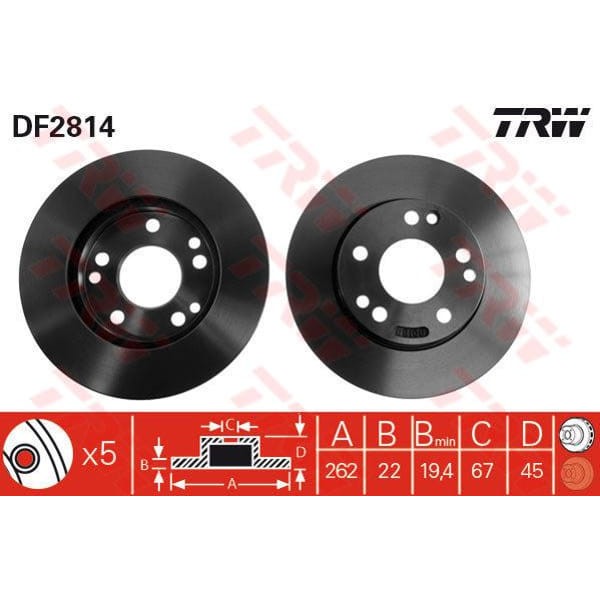 TRW DF2814 Fren Diski Ön Mercedes 190 W201 82-93 Havalı 262Mm