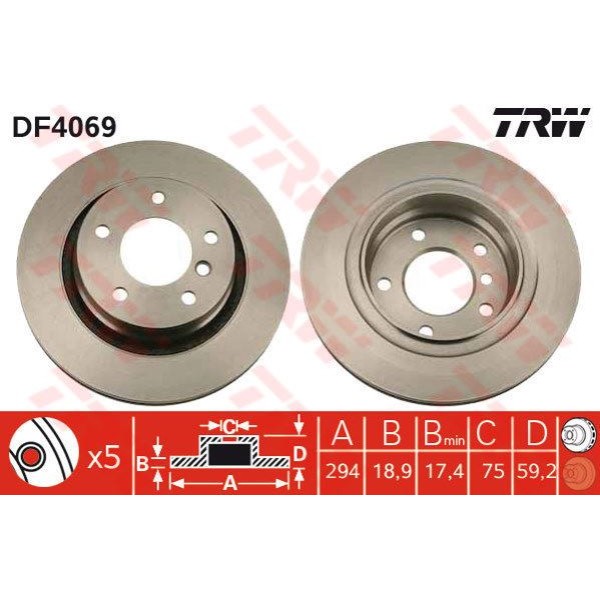 TRW DF4069 Fren Diski Arka 5D 294Mm E46 3 Serisi 00-05