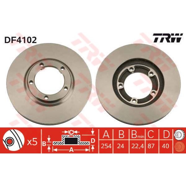 TRW DF4102 Fren Diski Ön Starex Em 97-02 / L300 94- Havalı 254Mm 