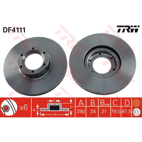 TRW DF4111 Fren Diski Ön Master II 98- / Movano A 98- Havalı 280Mm 