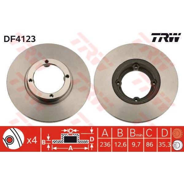 TRW DF4123 Fren Diski Ön 4D 236Mm Matız Spark 05-