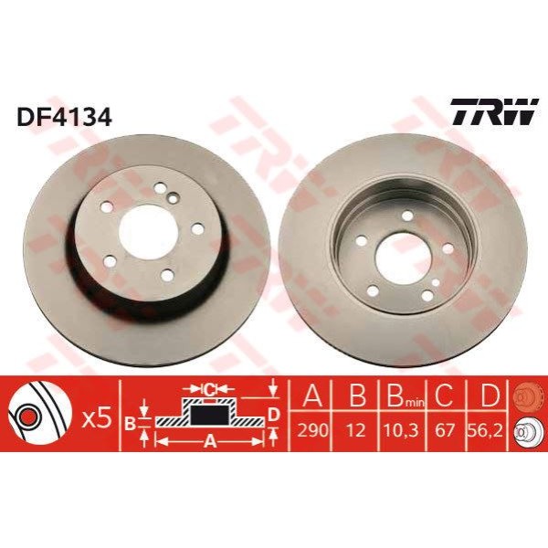 TRW DF4134 Fren Diski Arka 5D 290Mm W211 S211 96-03 