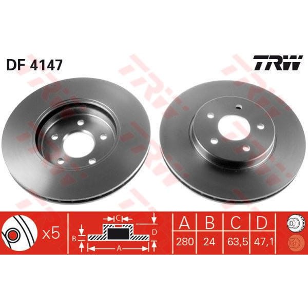 TRW DF4147 Fren Diski Ön Mondeo III 00- / X-Type 01- Havalı 300Mm 
