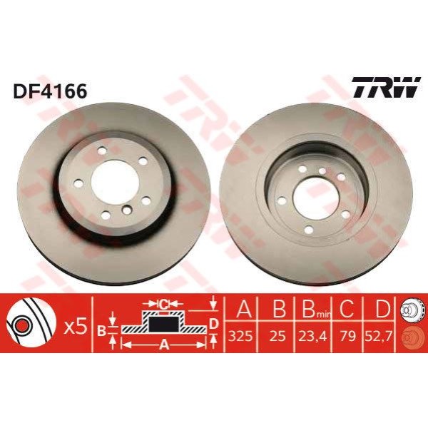 TRW DF4166 Fren Diski Ön Bmw 3 E46 00- Bmw Z4 E85 06- 3.0 Si 