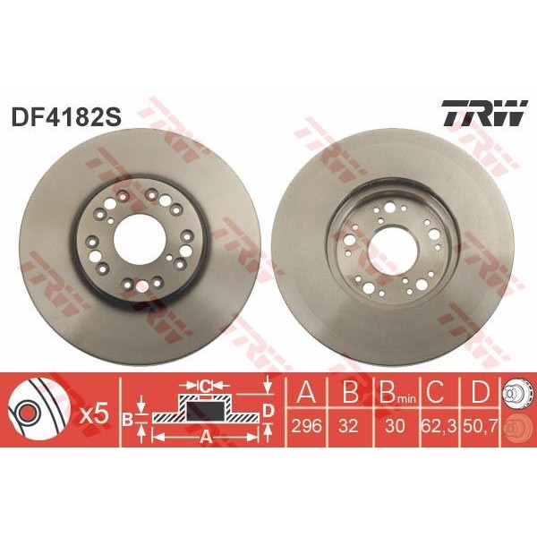 TRW DF4182S Fren Diski Ön 5D 296Mm Lexus Gs Is Ls 01- Tekli 