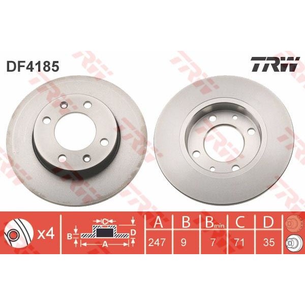 TRW DF4185 Fren Diski Arka 307 00- 1007 05- Partner 96- / Xsara Picasso 99- C2 02- C3 I 02- C3 Plurı 