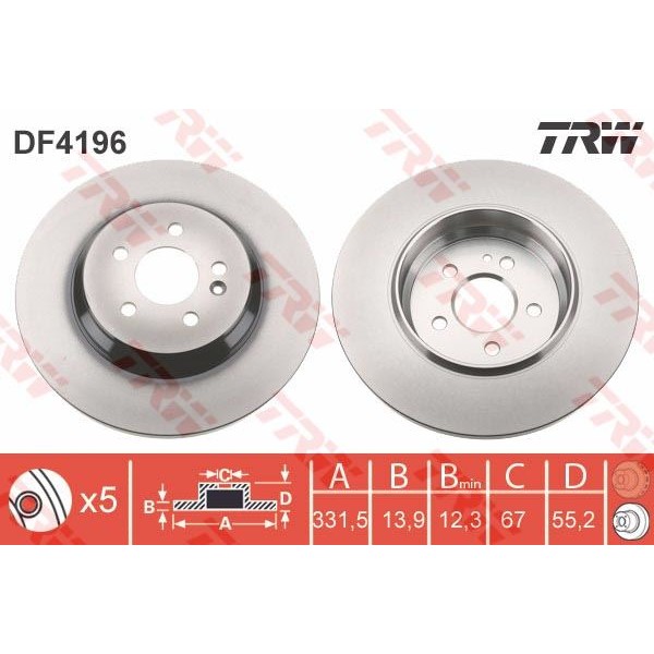 TRW DF4196 Fren Diski Arka Mercedes W163 01-05 