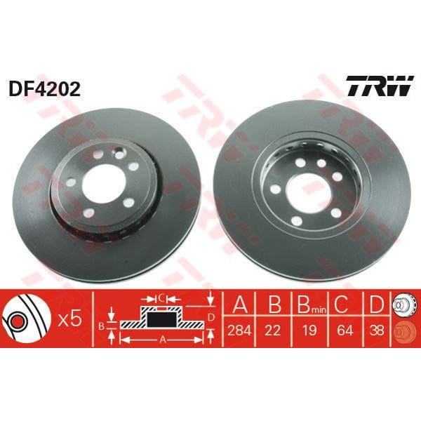TRW DF4202 Fren Diski Ön 75 99- / Zt 01- Havalı 284Mm 