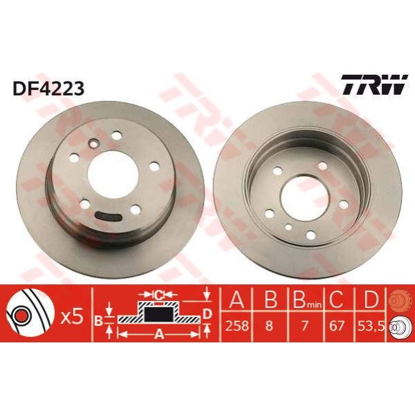 TRW DF4223 Fren Diski Arka 5D 258Mm W168 A Serisi 99- 