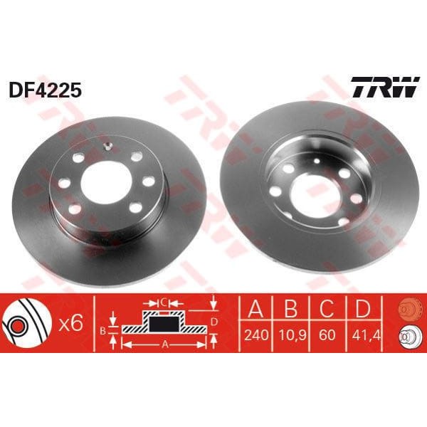 TRW DF4225 Fren Diski Ön Corsa C 00- Düz 240Mm 