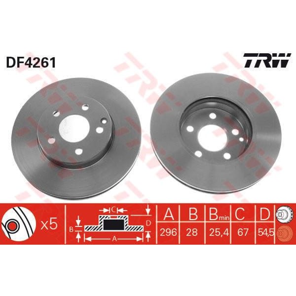 TRW DF4261 Fren Diski Ön Mercedes W211 02-09 Havalı 295Mm