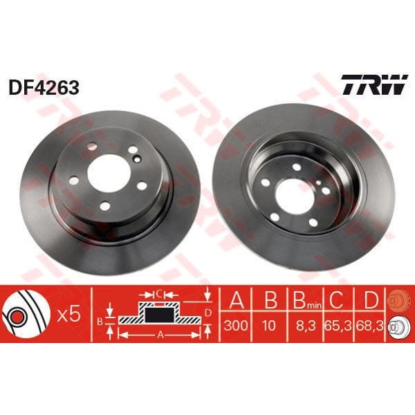 TRW DF4263 Fren Diski Arka Mercedes W211 W212 02- Düz 300Mm
