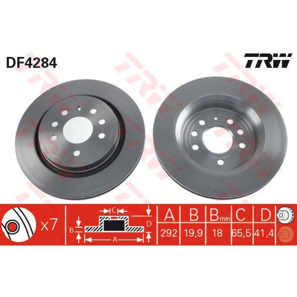 TRW DF4284 Fren Diski Arka Croma 05- / Vectra C 02- Sıgnum 02- / 9-3 02- Havalı 292Mm 