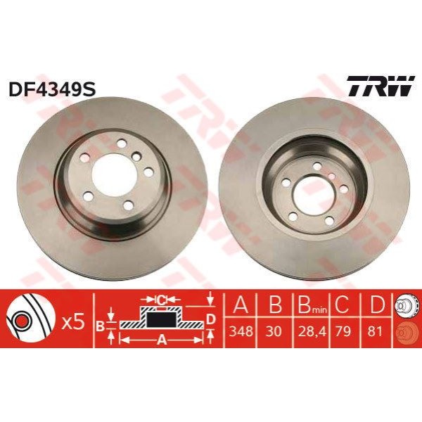 TRW DF4349S Fren Diski Ön Bmw 7 E65 E66 01-08