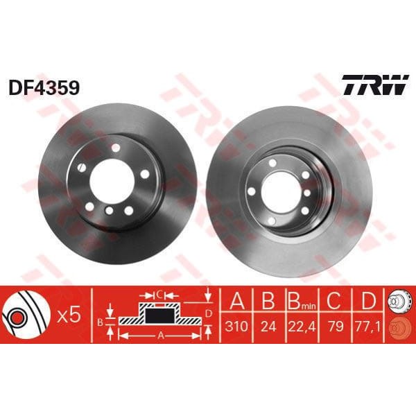 TRW DF4359 Fren Diski Ön Bmw 5 E60 E61 04- Havalı 310Mm 