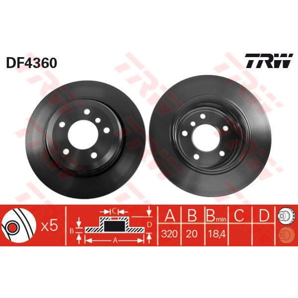 TRW DF4360 Fren Diski Arka Bmw 5 03- Havalı 320Mm