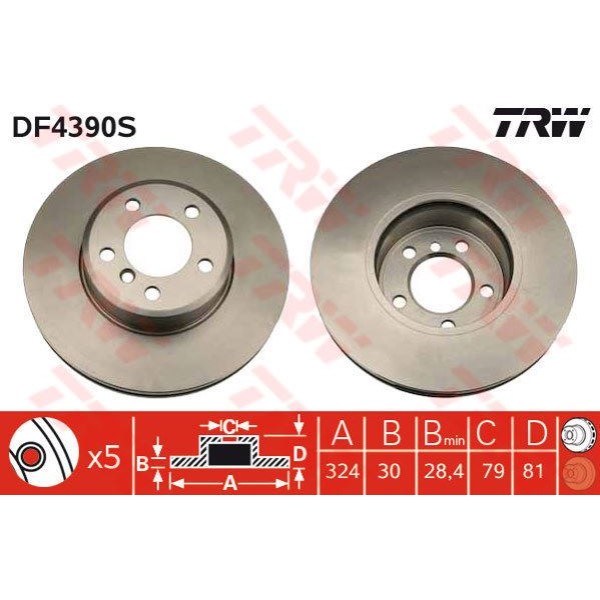 TRW DF4390S Fren Diski Ön Bmw 7 E65 E66 E67 01-08