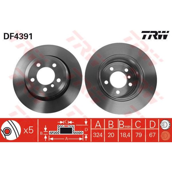 TRW DF4391 Fren Diski Arka Bmw 7 01- Havalı 324Mm