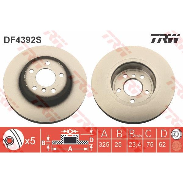 TRW DF4392S Fren Diski Ön Bmw X3 E83 04-11 Havalı 325Mm