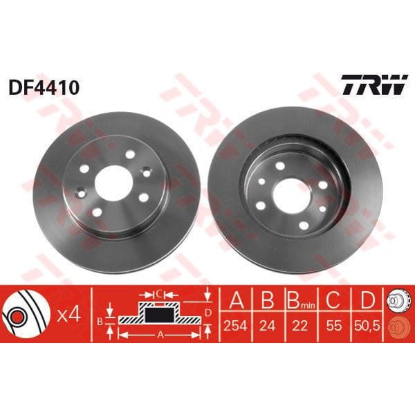 TRW DF4410 Fren Diski Ön Rio 00-05 Havalı 254Mm 
