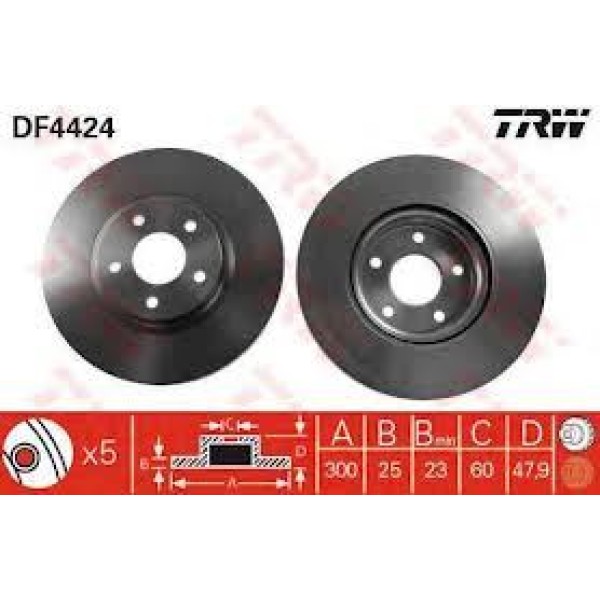 TRW DF4424 Fren Diski Ön Cmax 10- Cmax 03- Focus II 04- Focus III 11- Kuga 08- Kuga 13- Tourneo Conn 