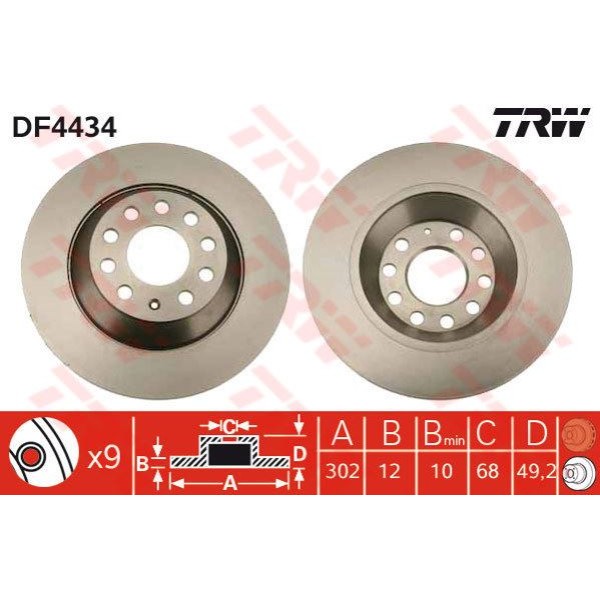 TRW DF4434 Fren Diski Arka A6 04-11 Düz 302Mm 