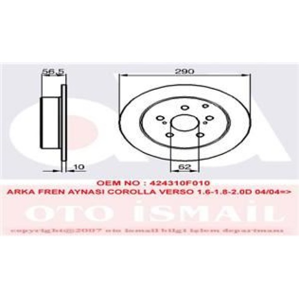 TRW DF4446 Fren Diski Arka Corolla Verso 04-09 Düz 290Mm