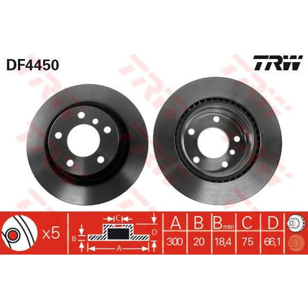 TRW DF4450 Fren Diski Arka Bmw 1 04- Bmw 3 07-11 Havalı 300Mm 