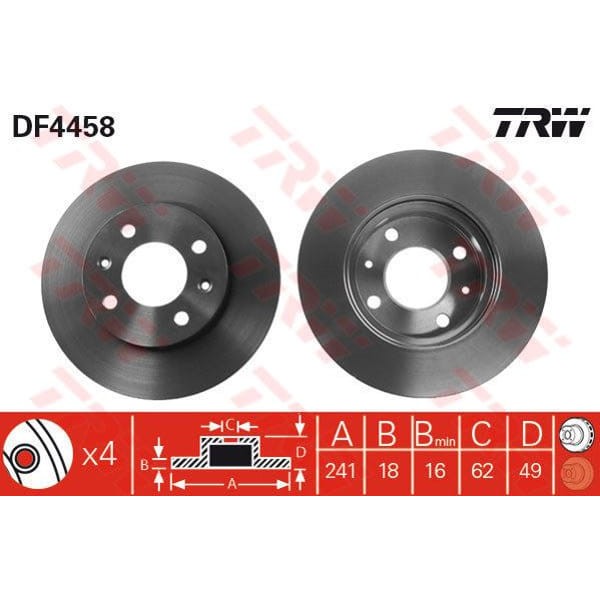 TRW DF4458 Fren Diski Ön İ10 / Picanto 11- Havalı 241Mm 