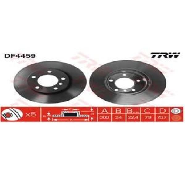 TRW DF4459 Fren Diski Ön Bmw 1 E87 E88 07- Bmw 3 E90 E91 05- Havalı 300Mm