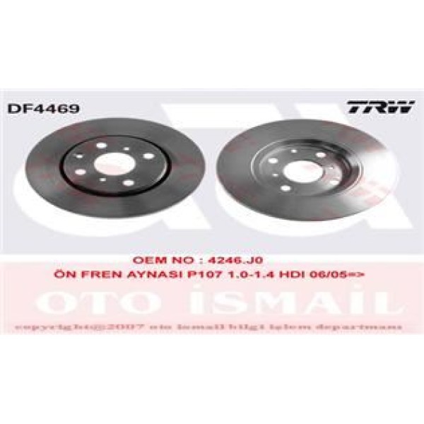 TRW DF4469 Fren Diski Ön 107 05- 108 14- / C1 05- / Aygo Havalı 250Mm
