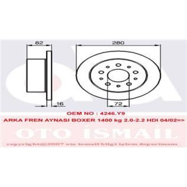 TRW DF4481S Fren Diski Arka 14Q Ducato 94-06 / Boxer 94-06 / Jumper 94-06 Düz 280Mm 