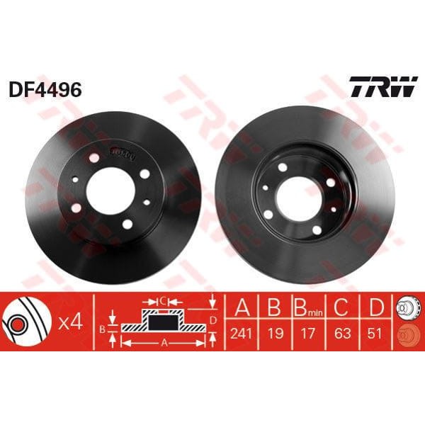 TRW DF4496 Fren Diski Ön Accent Mılenyum Admire 00-06 Havalı 241Mm 