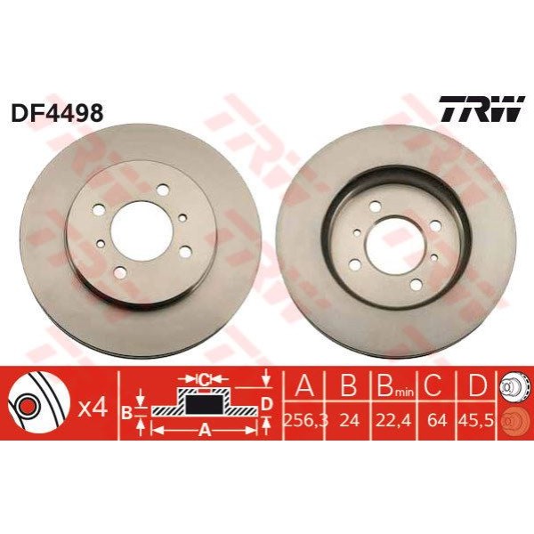 TRW DF4498 Fren Diski Ön Lancer 03-11 / Persona 93- Havalı 256Mm 