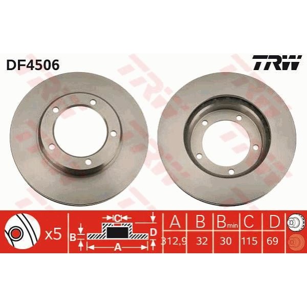 TRW DF4506 Fren Diski Ön Land Cruiser 98-10 Havalı 313Mm 