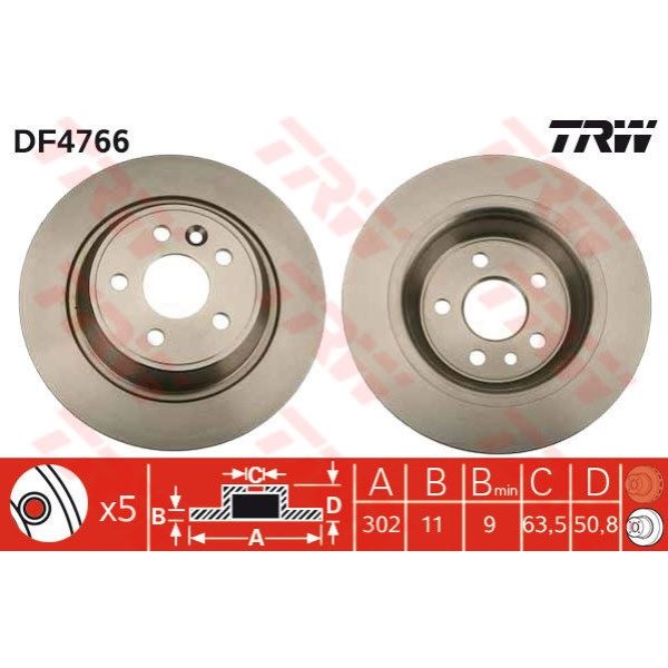 TRW DF4766 Fren Diski Arka Focus II 09-15 2.5 Rs 2.5 St S-Max 06- Mondeo IV 07- Kuga 08- Galaxy III 