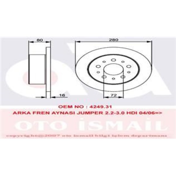 TRW DF4770 Fren Diski Arka Ducato III 06- / Boxer III 06- / Jumper III 06- Orta Model Düz 280Mm