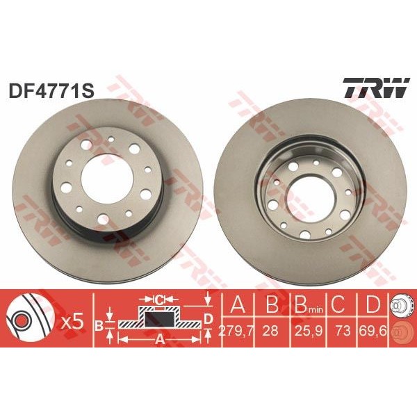 TRW DF4771S Fren Diski Ön 14Q Ducato III 06- / Boxer III 06- / Jumper III 06- Havalı 280Mm 