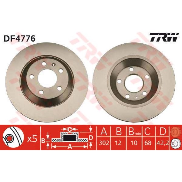 TRW DF4776 Fren Diski Arka A6 Allroad 4Fh 2.7 TDI Quattro 3.0 TDI Quattro 06-