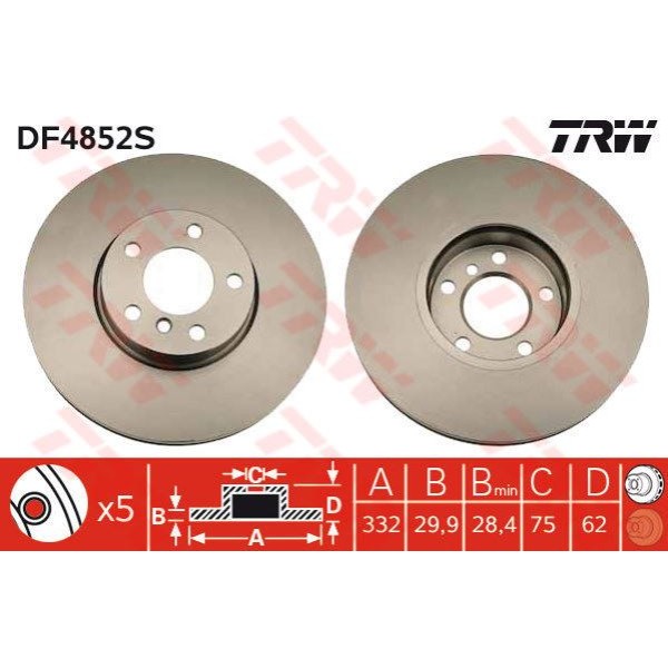 TRW DF4852S Fren Diski Ön Bmw X5 07- Bmw X6 08- 